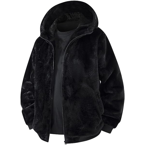 Amazon.com: DSDZ Men Leopard Warm Zip Up Faux Fur Men Hoodie